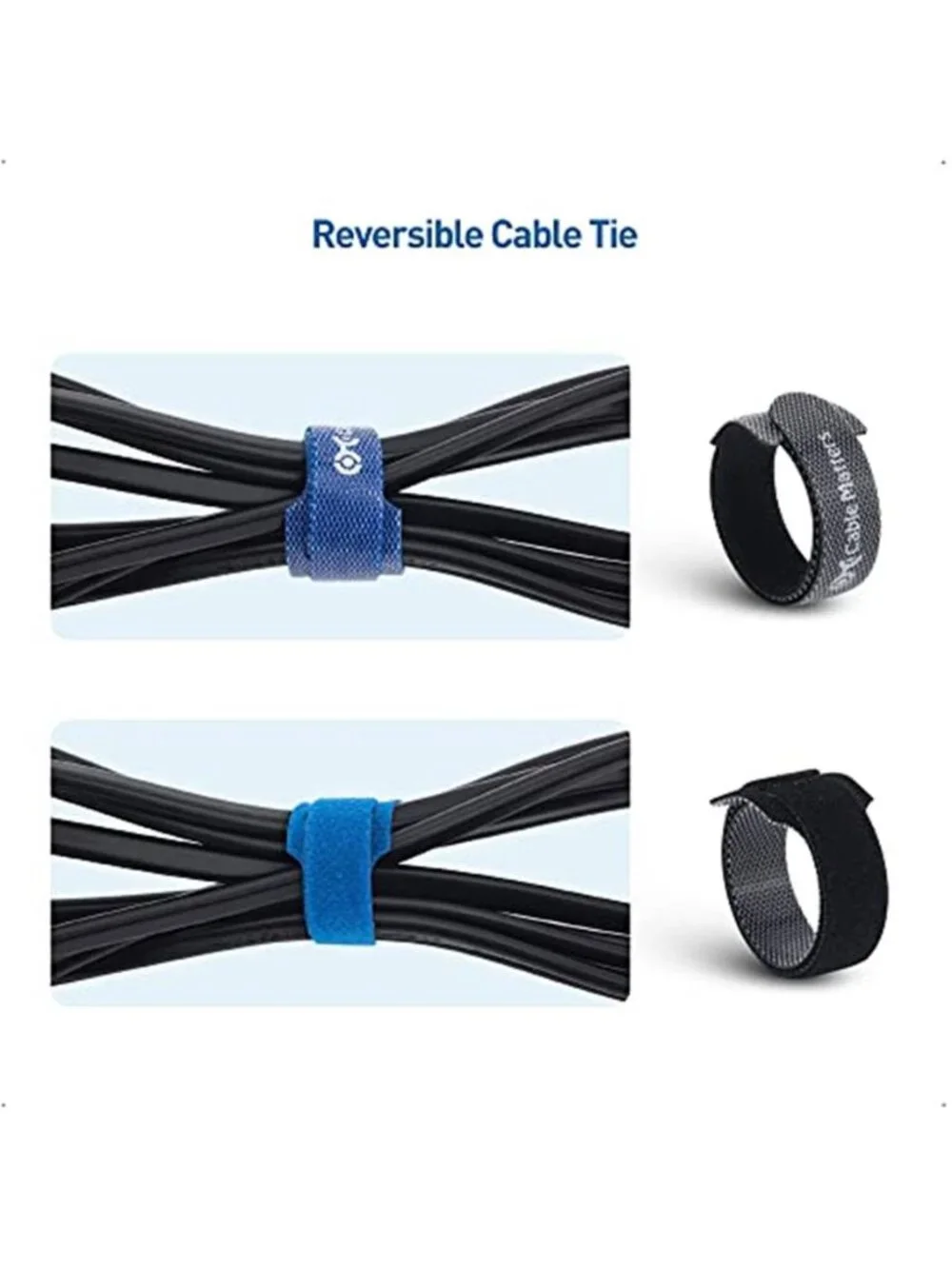 Reusable Cable Ties Hook Loop Cord Organizer Straps 100 Pack Assorted Sizes